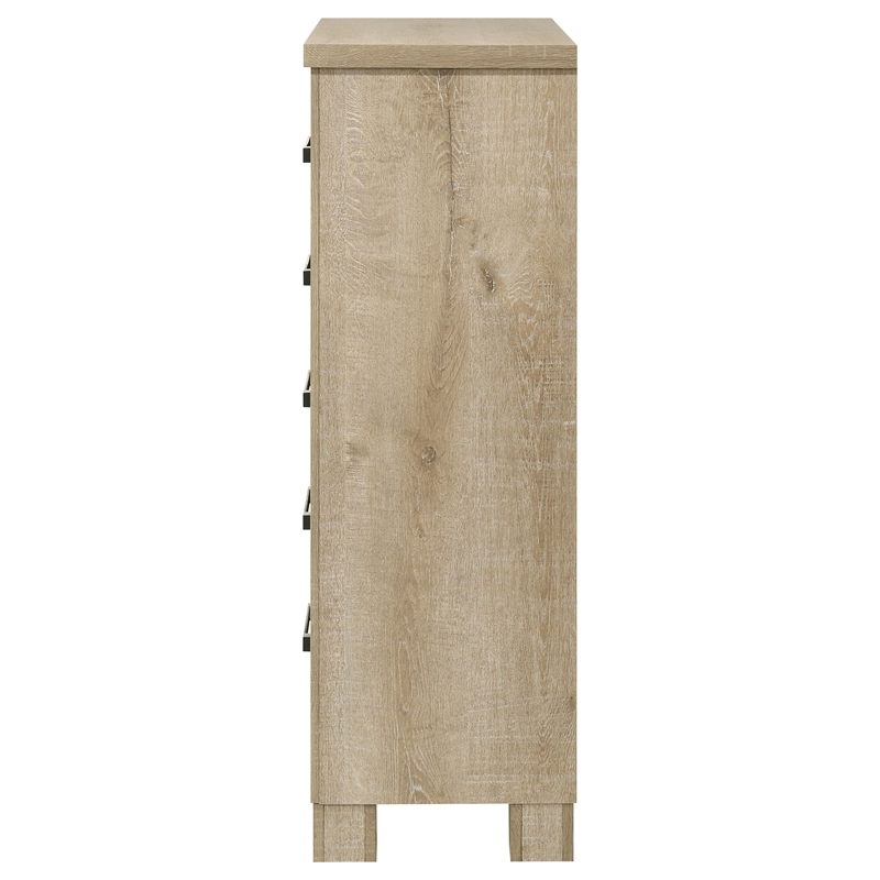 Pemberly Row 5-Drawer Chest of Drawers in Weathered Oak Finish