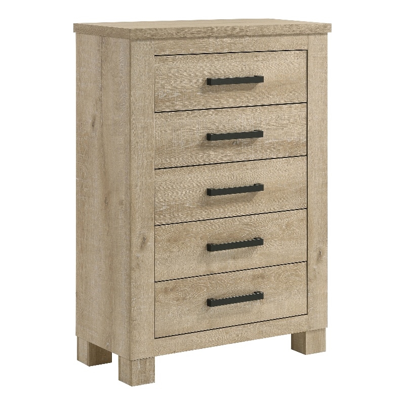 Pemberly Row 5-Drawer Chest of Drawers in Weathered Oak Finish