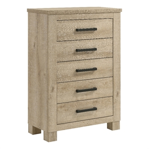 Pemberly Row 5-Drawer Chest of Drawers in Weathered Oak Finish
