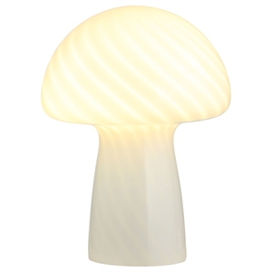Pemberly Row Mushroom-Shaped Glass Bedside Table Lamp in White