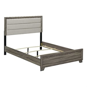 Pemberly Row 52-Inch Upholstered Wood Queen Bed in Brown Oak