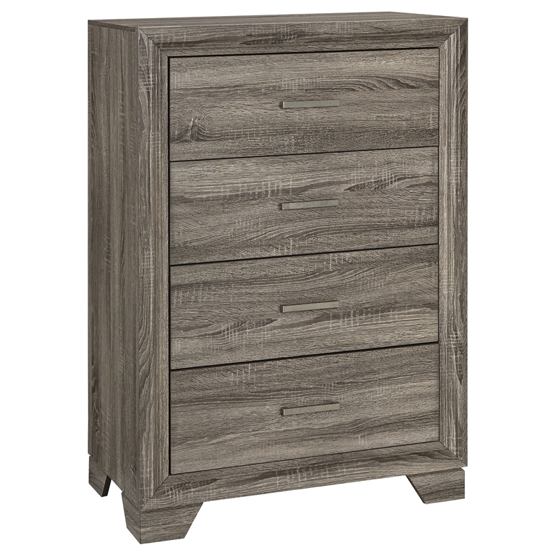 Pemberly Row 5-Piece Eastern King Bedroom Set in Brown Oak Finish