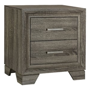 Pemberly Row 2-Drawer Nightstand Bedside Table in Brown Oak Finish