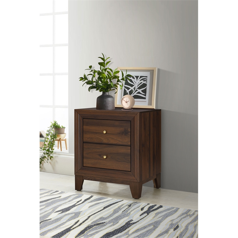 Pemberly Row 2-Drawer Nightstand Bedside Table in Walnut Finish