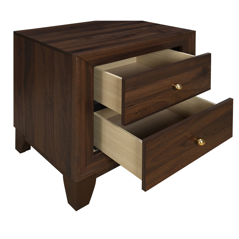 Pemberly Row 2-Drawer Nightstand Bedside Table in Walnut Finish