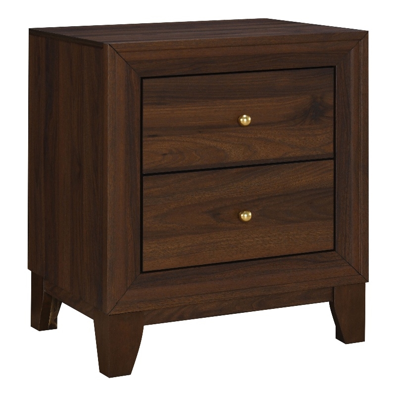 Pemberly Row 2-Drawer Nightstand Bedside Table in Walnut Finish