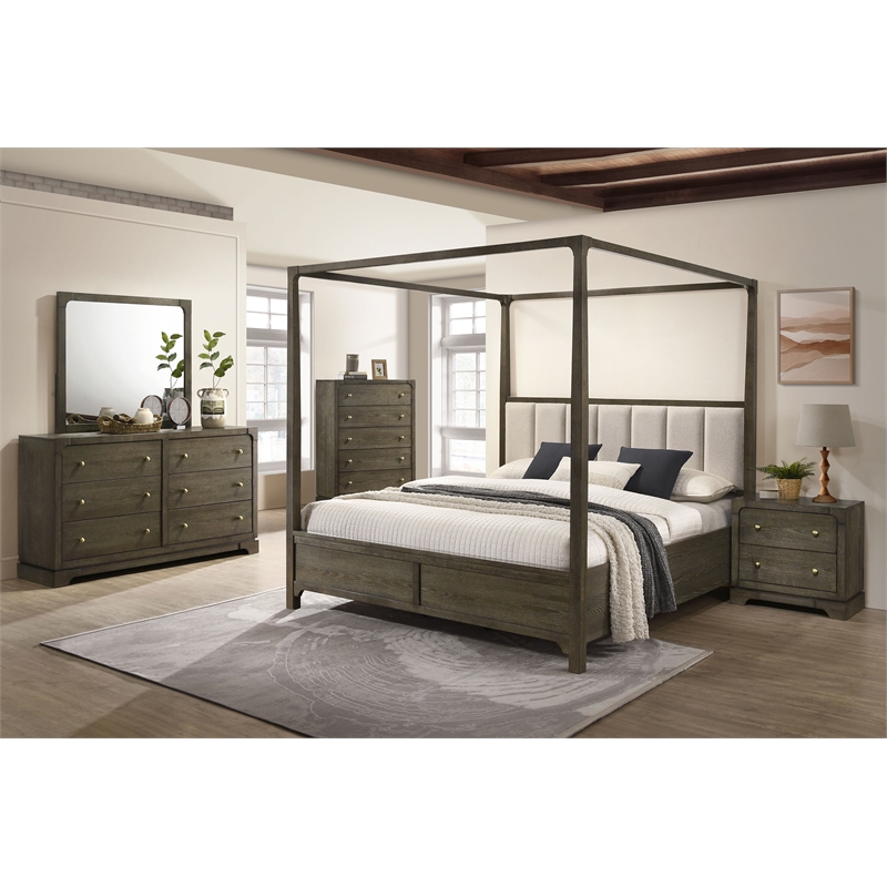 Pemberly Row 5-Drawer Bedroom Chest with Brass Knobs in Dark Cocoa