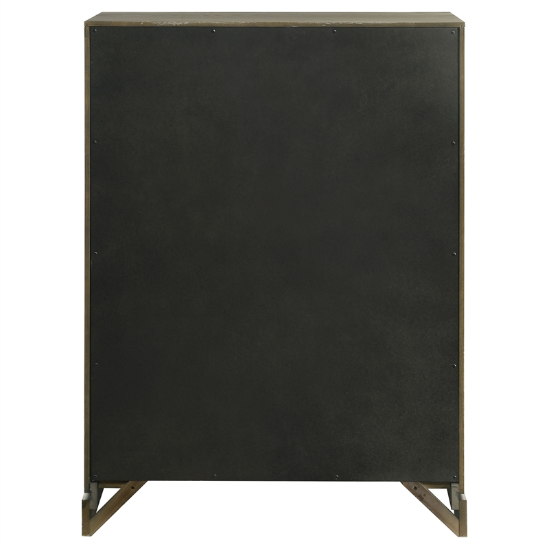 Pemberly Row 5-Drawer Bedroom Chest with Brass Knobs in Dark Cocoa