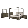 Pemberly Row 5-Piece Queen Canopy Bedroom Set in Dark Cocoa Finish