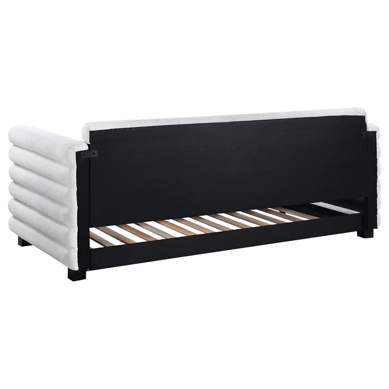 Pemberly Row Boucle Upholstered Twin Daybed with Trundle in White