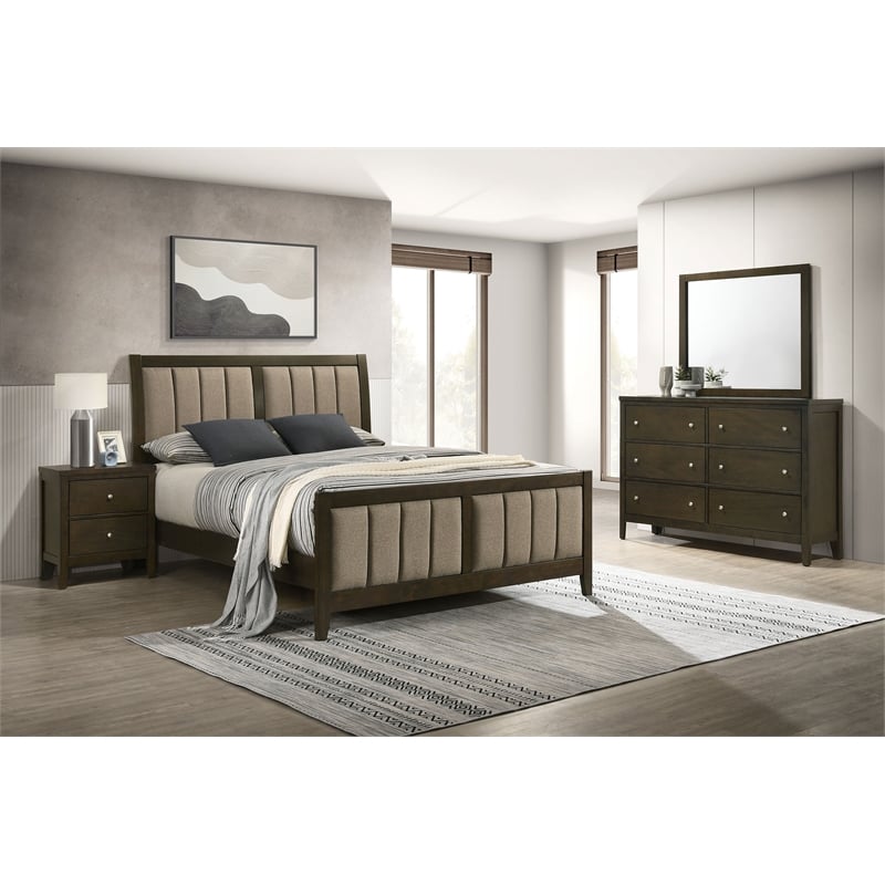 Pemberly Row 4-Piece California King Upholstered Set in Dark Cocoa