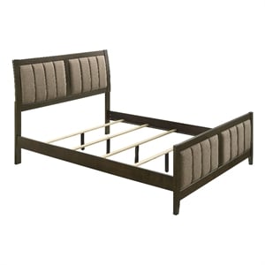 Pemberly Row 51-Inch Upholstered Queen Panel Bed in Dark Cocoa