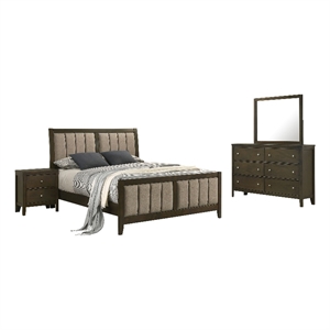 Pemberly Row 4-Piece Eastern King Upholstered Set in Dark Cocoa