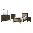 Pemberly Row 5-Piece Twin Upholstered Bedroom Set in Dark Cocoa