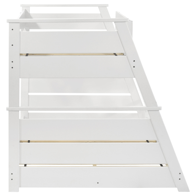 Pemberly Row Wood Veneer Twin Over Full Bunk Bed in White Finish