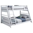 Pemberly Row Wood Veneer Twin Over Full Bunk Bed in White Finish