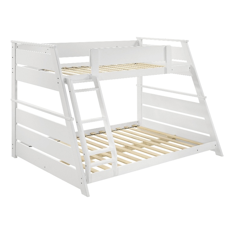 Pemberly Row Wood Veneer Twin Over Full Bunk Bed in White Finish