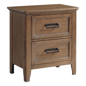 Pemberly Row 2-Drawer Solid Ash Transitional Nightstand in Brown