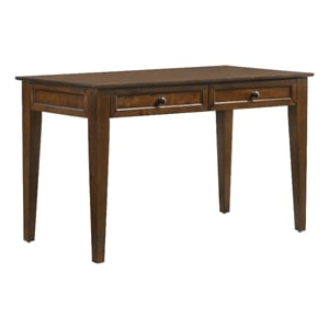 Pemberly Row Home Office 50&quot Solid Wood Writing Desk in Brown