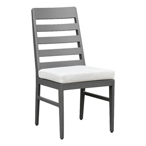 Pemberly Row Aluminum Ladder Back Outdoor Side Chair in Mocha