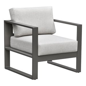 Pemberly Row Powder-Coated Aluminum Outdoor Dining Chair in Mocha
