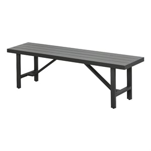 Pemberly Row Powder-Coated Aluminum Outdoor Dining Bench in Mocha