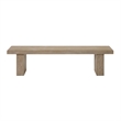 Pemberly Row Solid Spruce Wood Backless Dining Bench in Weathered Sand