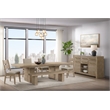 Pemberly Row Solid Spruce Wood Backless Dining Bench in Weathered Sand