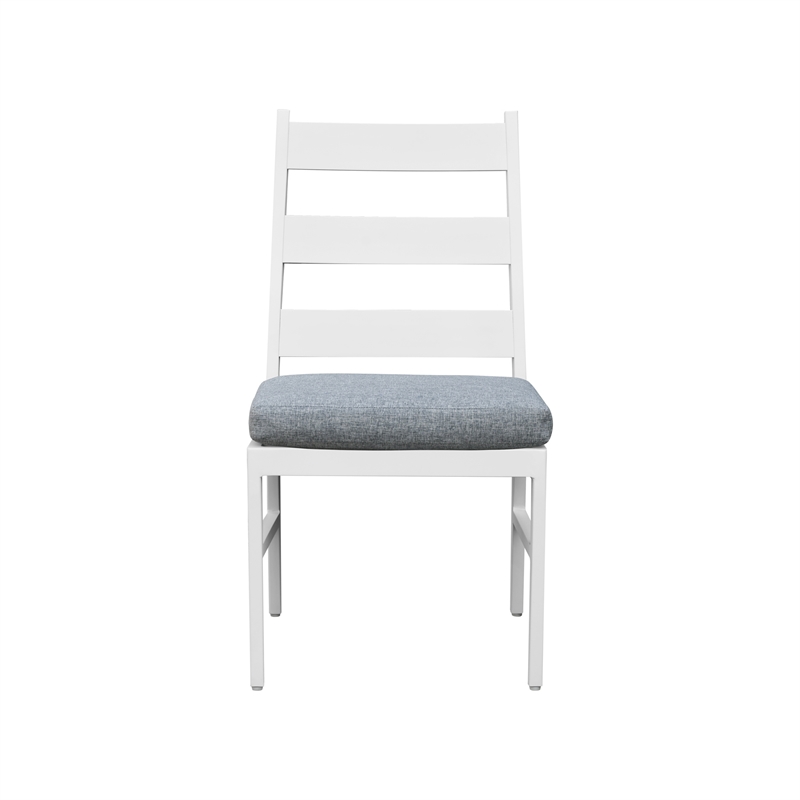 Pemberly Row Powder-Coated Aluminum Outdoor Panel Side Chair in Buff