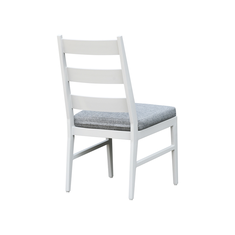 Pemberly Row Powder-Coated Aluminum Outdoor Panel Side Chair in Buff
