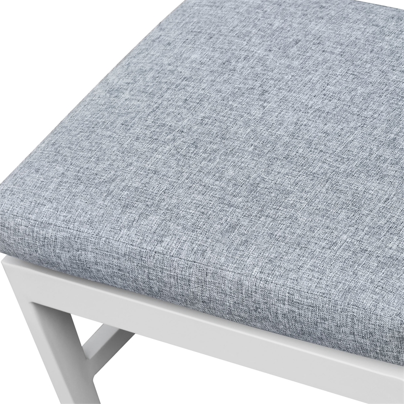 Pemberly Row Powder-Coated Aluminum Outdoor Panel Side Chair in Buff