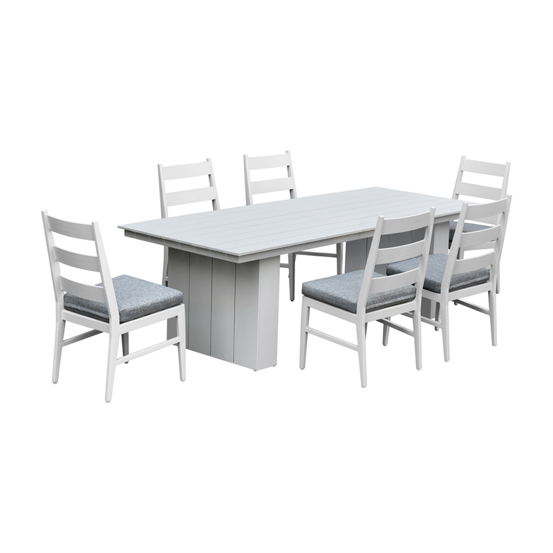 Pemberly Row Powder-Coated Aluminum Outdoor Panel Side Chair in Buff