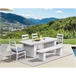 Pemberly Row Powder-Coated Aluminum Outdoor Panel Side Chair in Buff