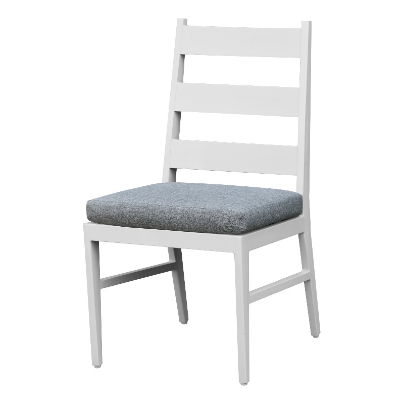 Pemberly Row Powder-Coated Aluminum Outdoor Panel Side Chair in Buff