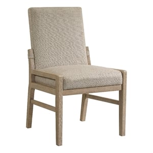 Pemberly Row Upholstered Solid Spruce Wood Dining Chair in Weathered Sand