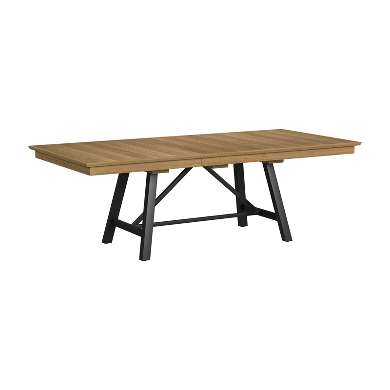Pemberly Row Oak Veneer Trestle Table with 20