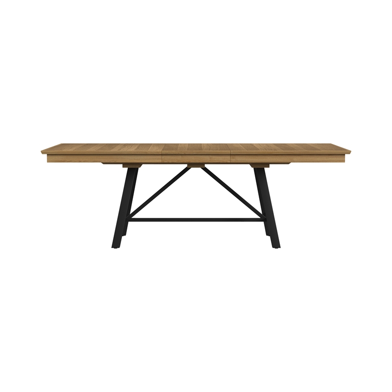 Pemberly Row Oak Veneer Trestle Table with 20