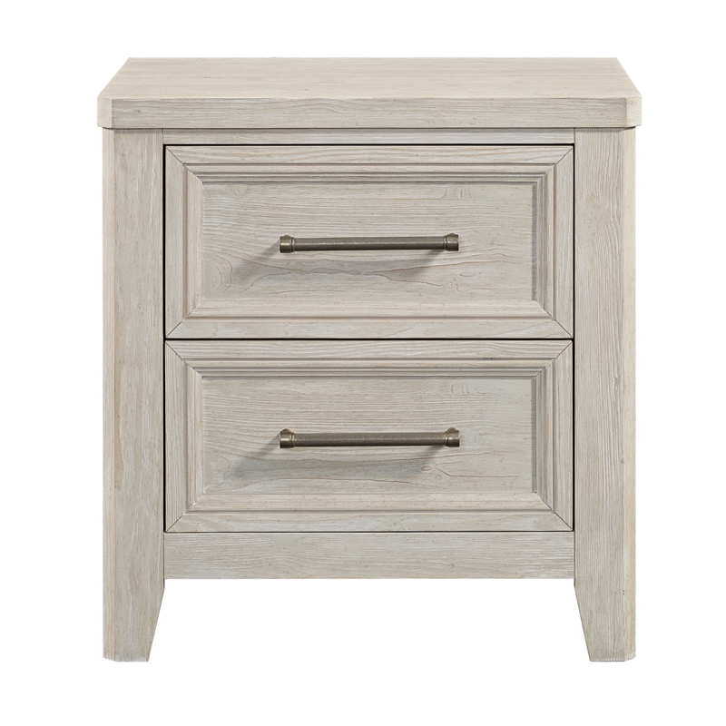 Pemberly Row Transitional Solid Spruce Wood Nightstand in Washed Linen