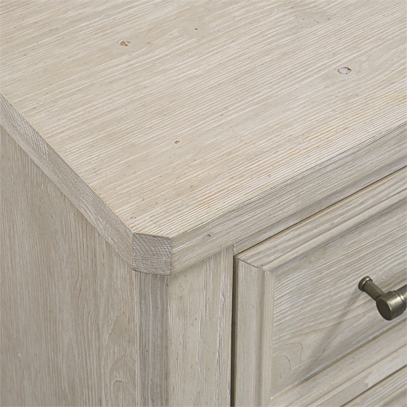Pemberly Row Transitional Solid Spruce Wood Nightstand in Washed Linen