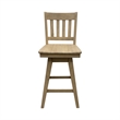 Pemberly Row Solid Wood Slat-Back Swivel Counter Barstool in Natural