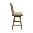 Pemberly Row Solid Wood Slat-Back Swivel Counter Barstool in Natural
