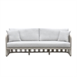 Pemberly Row Cushioned Aluminum Outdoor Patio Sofa with Pillows in White