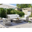 Pemberly Row Cushioned Aluminum Outdoor Patio Sofa with Pillows in White