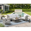 Pemberly Row Cushioned Aluminum Outdoor Patio Sofa with Pillows in White