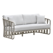 Pemberly Row Cushioned Aluminum Outdoor Patio Sofa with Pillows in White