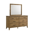 Pemberly Row Rubberwood Beveled Bedroom Dresser Mirror in Maple