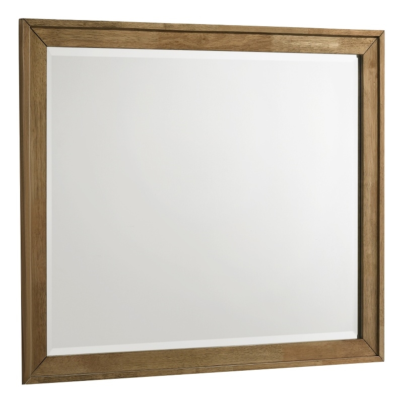 Pemberly Row Rubberwood Beveled Bedroom Dresser Mirror in Maple