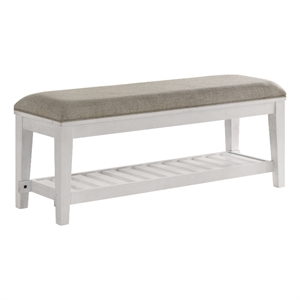 Pemberly Row Cushioned Solid Rubberwood Bedroom Bench in White