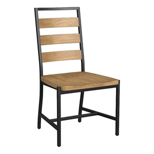 Pemberly Row Oak Veneer Ladder Back Dining Chair in Natural Oak