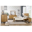Pemberly Row Oak Veneer Beveled Bedroom Mirror in Natural Oak